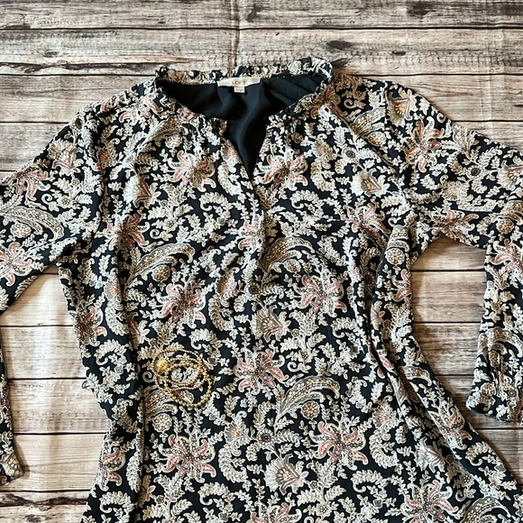 XL LOFT Paisley Print Floral Prairie Split Neck
Long Sleeve Lined Dress - Picture 3 of 8